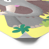 Grappig wollig mammoth cartoon illustratie poster (Hoek)