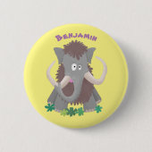 Grappig wollig mammoth cartoon illustratie ronde button 5,7 cm (Voorkant)