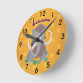 Grappig wollig mammoth cartoon illustratie ronde klok (Hoek)