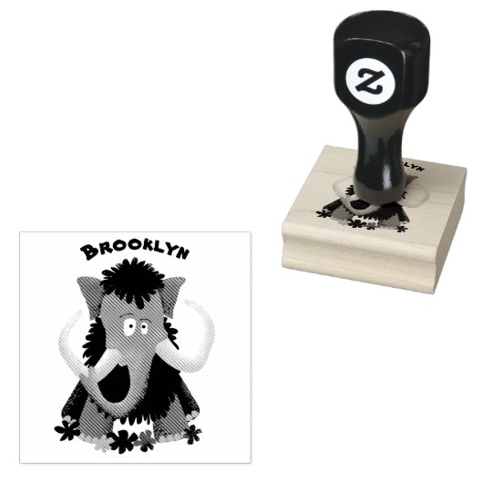 Grappig wollig mammoth cartoon illustratie rubberstempel (Gestempeld)