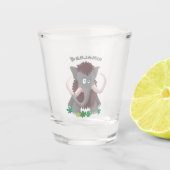 Grappig wollig mammoth cartoon illustratie shot glas (Voorkant)