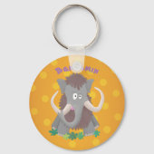 Grappig wollig mammoth cartoon illustratie sleutelhanger (Voorkant)
