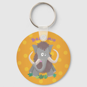 Grappig wollig mammoth cartoon illustratie sleutelhanger