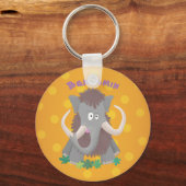Grappig wollig mammoth cartoon illustratie sleutelhanger (Voorkant)