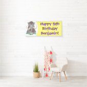 Grappig wollig mammoth cartoon illustratie spandoek (Insitu)