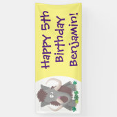 Grappig wollig mammoth cartoon illustratie spandoek (Verticaal)