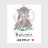 Grappig wollig mammoth cartoon illustratie sticker (Vel)