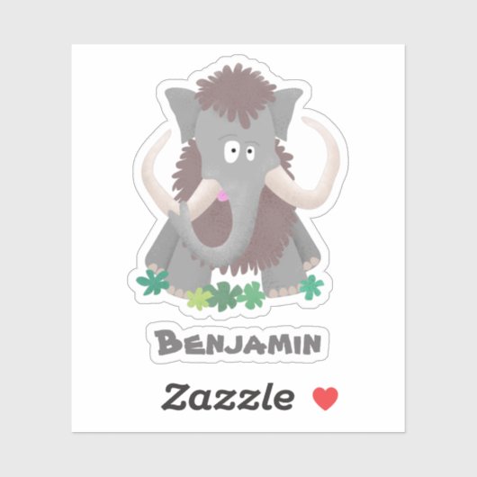 Grappig wollig mammoth cartoon illustratie sticker (Vel)