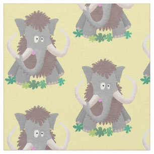 Grappig wollig mammoth cartoon illustratie stof