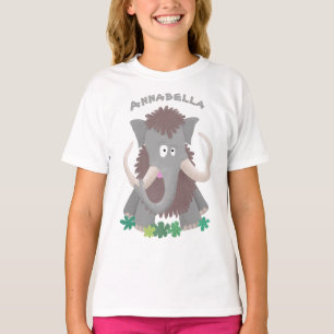 Grappig wollig mammoth cartoon illustratie t-shirt