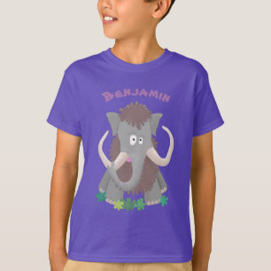 Grappig wollig mammoth cartoon illustratie t-shirt