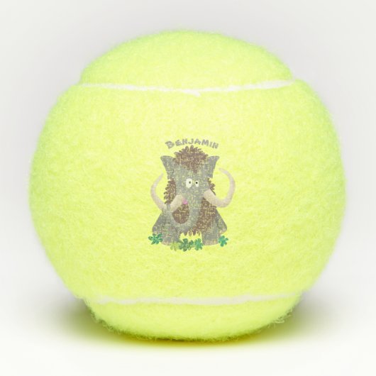 Grappig wollig mammoth cartoon illustratie tennisballen (Voorkant)