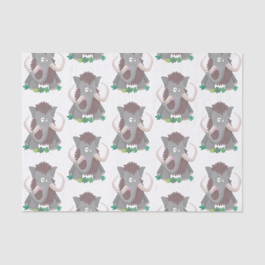 Grappig wollig mammoth cartoon illustratie tissuepapier (Voorkant)