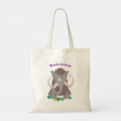Grappig wollig mammoth cartoon illustratie tote bag (Achterkant)