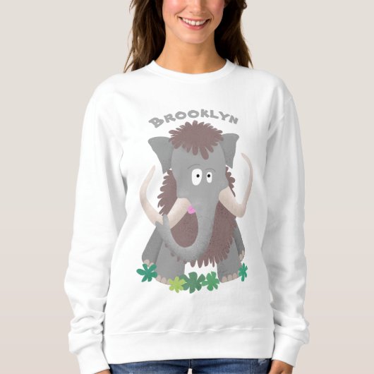 Grappig wollig mammoth cartoon illustratie trui (Voorkant)