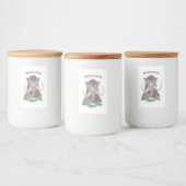 Grappig wollig mammoth cartoon illustratie voedselcontainer etiket (Flessen)