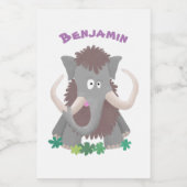 Grappig wollig mammoth cartoon illustratie voedselcontainer etiket (Enkel label)