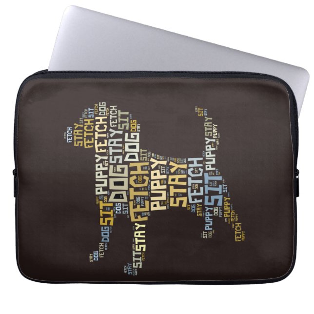 Grappig woord: Cloud Dog Sit Blijf fetch Obedience Laptop Sleeve (Voorkant)