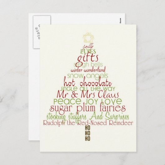 Grappig Woord Kerstwensen Boom Briefkaart (Voorkant / Achterkant)