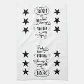 Grappig woord Kunst in zwart-wit Theedoek (Verticaal)