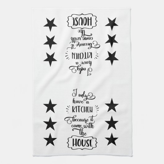 Grappig woord Kunst in zwart-wit Theedoek (Verticaal)