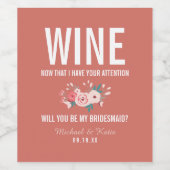 Grappig, word jij mijn bruidsmeisje/bruidsmeisje wijn etiket (Enkel label)