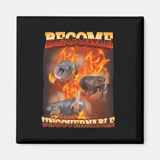 Grappig Word Onbestuurbare Moo Deng In Fire Ba Magneet (Voorkant)