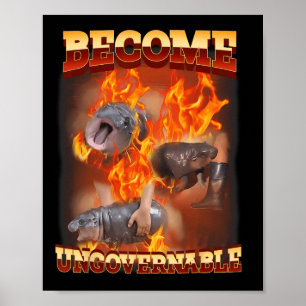Grappig Word Onbestuurbare Moo Deng In Fire Ba Poster