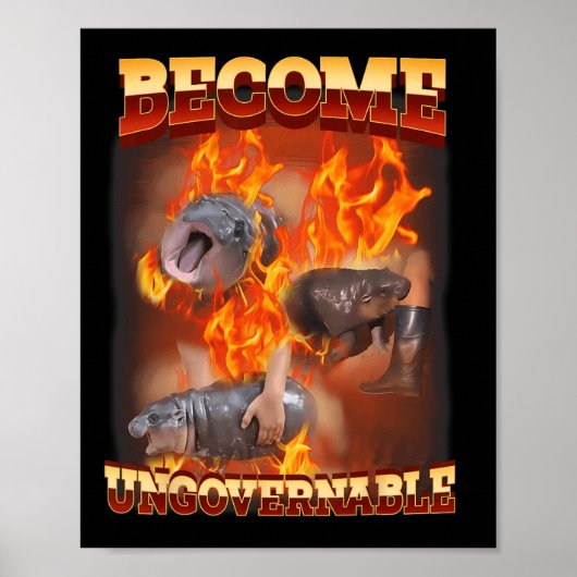 Grappig Word Onbestuurbare Moo Deng In Fire Ba Poster (Voorkant)