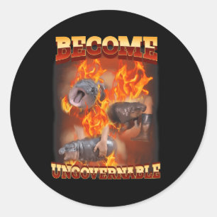 Grappig Word Onbestuurbare Moo Deng In Fire Ba Ronde Sticker
