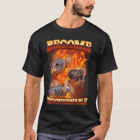 Grappig Word Onbestuurbare Moo Deng In Fire Ba T-shirt (Voorkant)