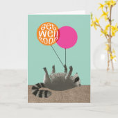 Grappig word snel beter wasbeer ballonnen kaart (Gele Bloem)