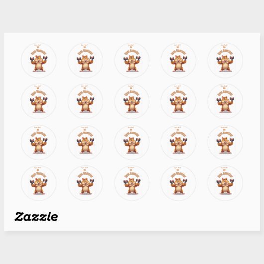 Grappig Workout Hamster Design Ronde Sticker (Vel)