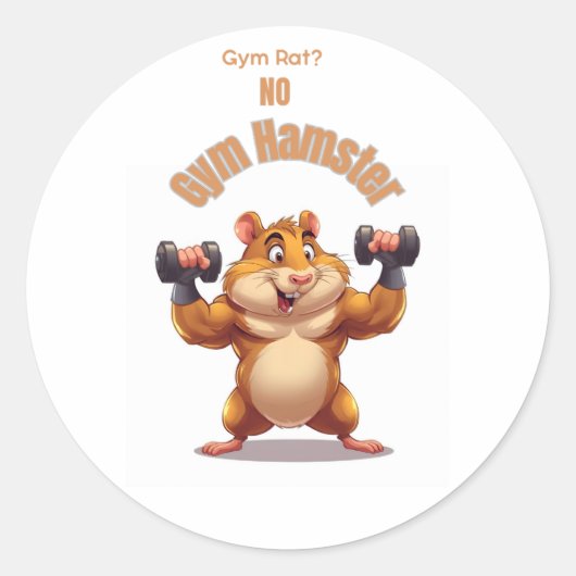 Grappig Workout Hamster Design Ronde Sticker (Voorkant)
