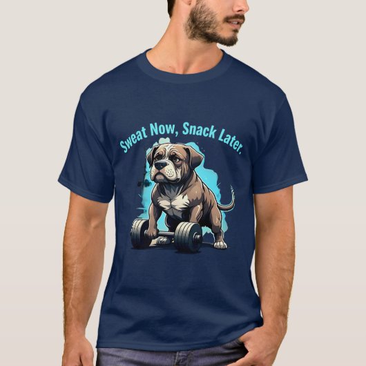 Grappig Workout Hond Gym Design T-shirt (Voorkant)