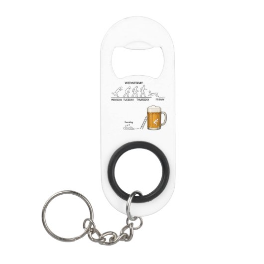 Grappig Workweek Evolutie Bier Mini Flessenopener (Voorkant)