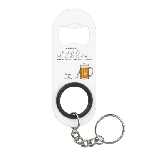 Grappig Workweek Evolutie Bier Mini Flessenopener (Achterkant)