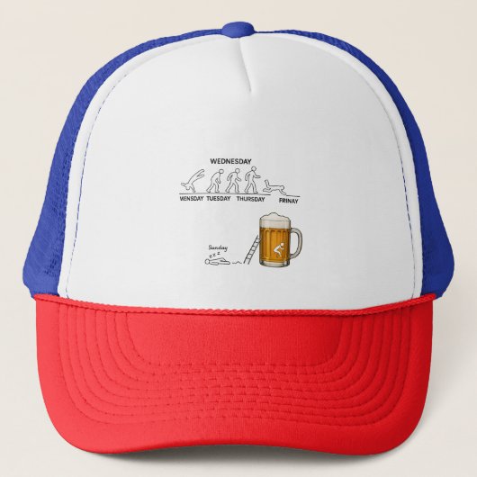 Grappig Workweek Evolutie Bier Trucker Pet (Voorkant)