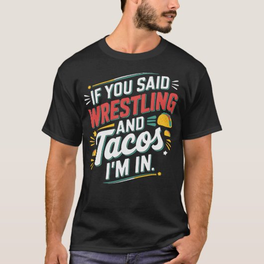 Grappig Worstelen en Tacos Wrestle Retro T-shirt (Voorkant)