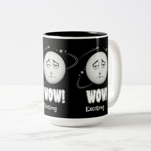 Grappig "Wow" Moon Face Coffee Mok (Voorkant rechts)
