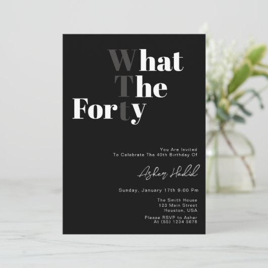 Grappig WTF Volwassen 40ste verjaardag Kaart (Staand voorkant)