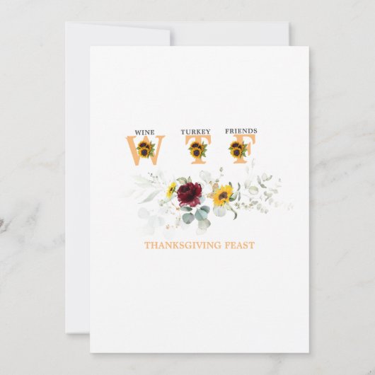 Grappig WTF Zonnebloemen Bourgondië Thanksgiving F Kaart (Achterkant)