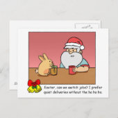 Grappig X'mas Briefkaart: Santa verandert van baan Feestdagenkaart (Voorkant / Achterkant)