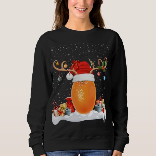 Grappig Xmas Verlichting Rendier Santa Hat Sinaasa Trui (Voorkant)