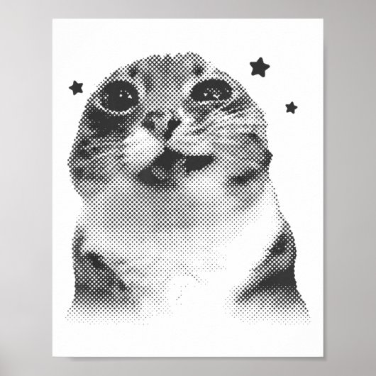Grappig Y2k Retro Cat Gekke  Kitten Meme Cat Poster (Voorkant)