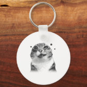 Grappig Y2k Retro Cat Gekke Kitten Meme Cat Sleutelhanger (Voorkant)