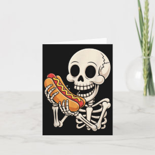 Grappig Y-skelet dat hotdog eet Halloween kostuum Kaart