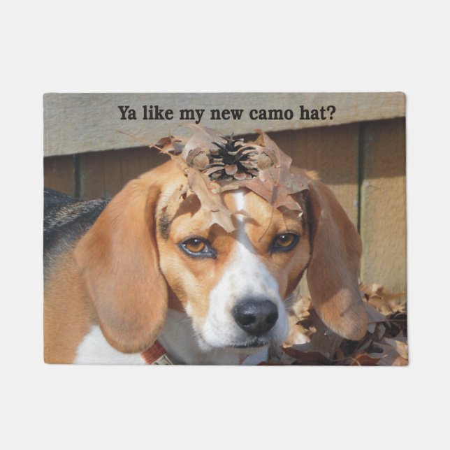Grappig Ya als mijn nieuwe camo pet? Beagle Dog Deurmat (Voorkant)