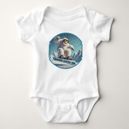 Grappig Yeti Legend Snowboarden Winter Avontuur Romper (Voorkant)