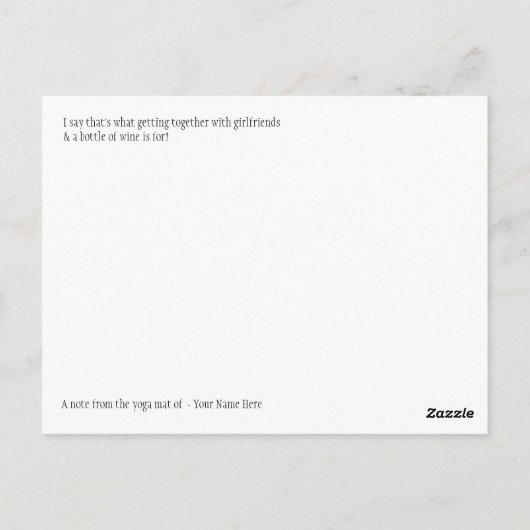 Grappig yoga humor stelt briefkaart voor - moet te (Achterkant)